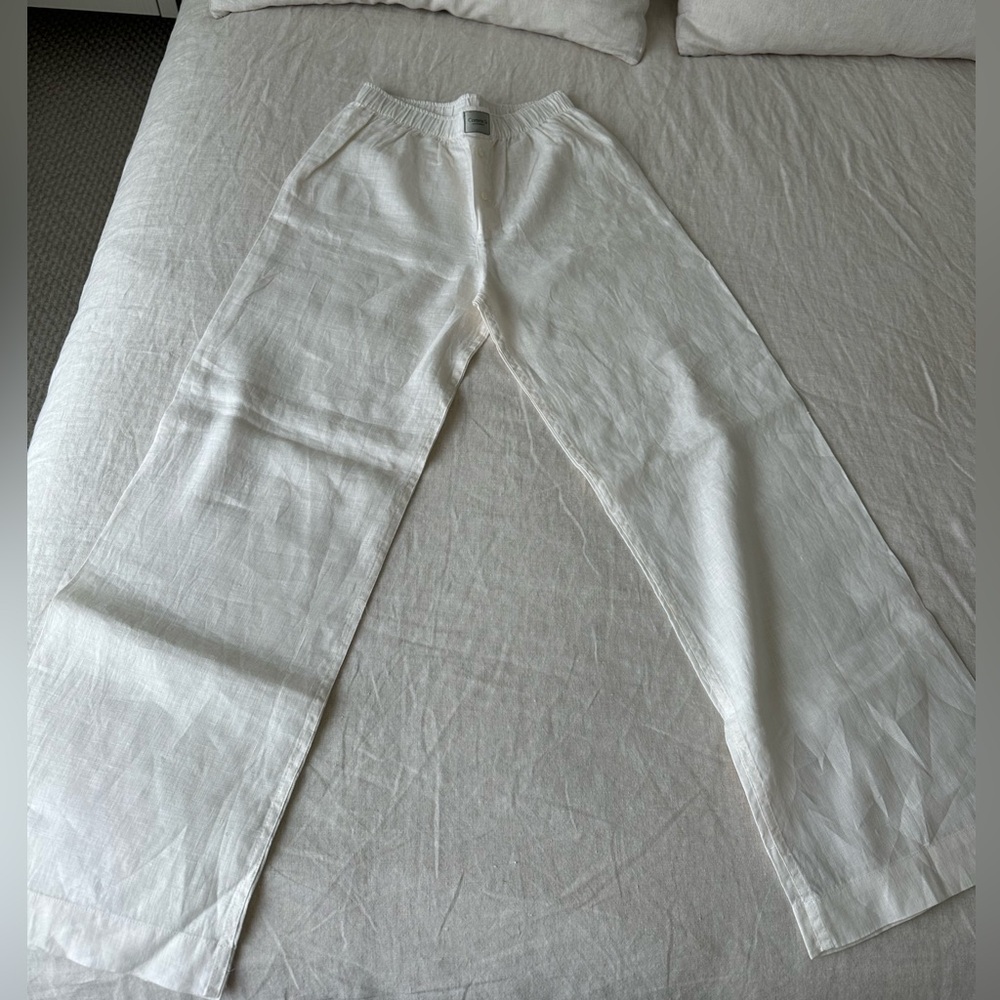 Comme Si -Ivory Wide-Leg Linen Boxer Pants